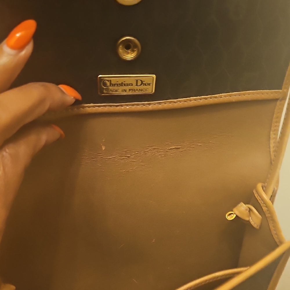 Vintage Christian Dior Brown and Tan Crossbody Bag - Picture 4 of 6